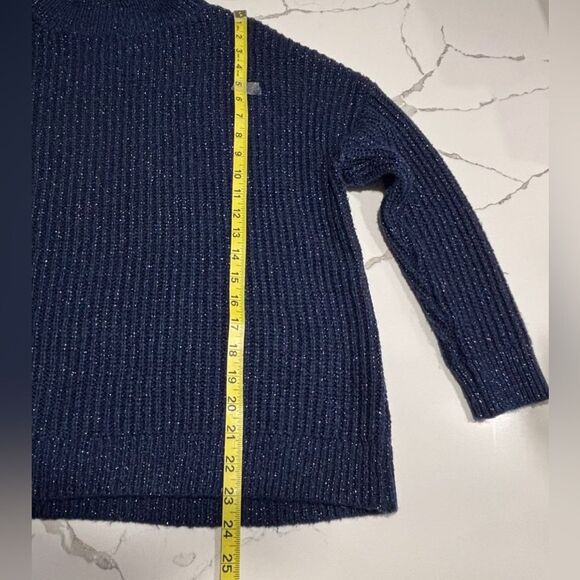 a.n.a Women’s Navy Blue Cowl Neck Turtleneck Knit Speckled Sweater Small - Picture 15 of 15